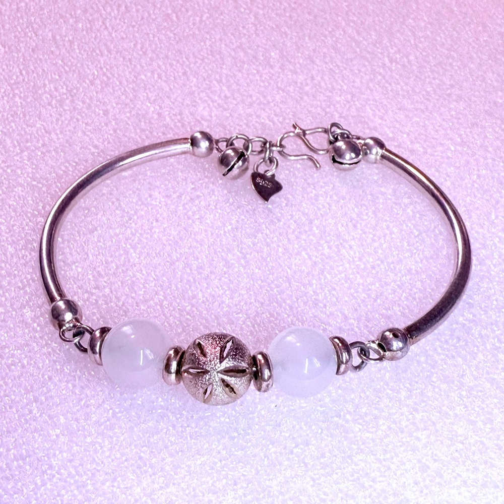 Silver Bracelet With Moonstones